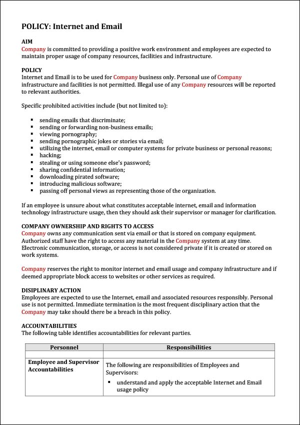 Internet Usage Policy Template from www.digitaldocumentsdirect.com