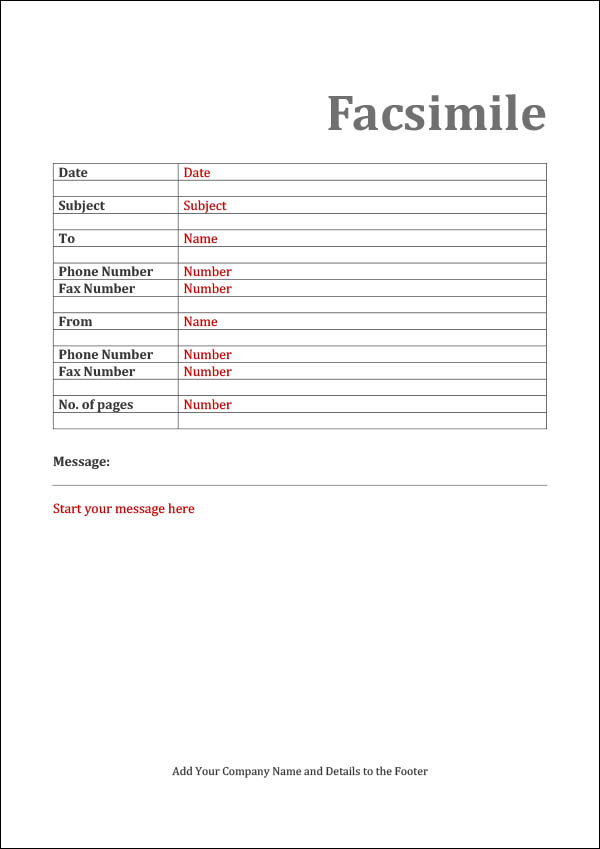 Fax Cover Sheet Template