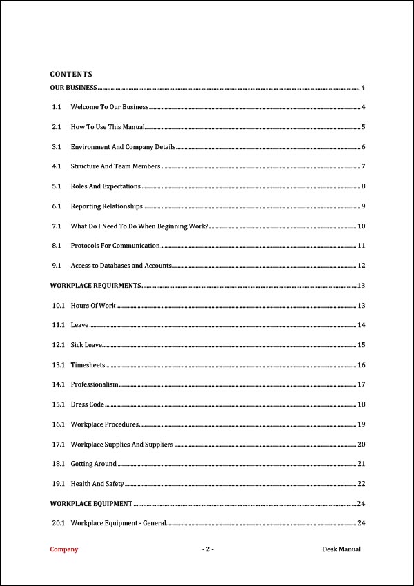 Sample Desk Manual Template Draft from www.digitaldocumentsdirect.com