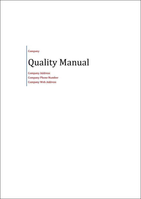 Quality Manual Template - Database - Letter Templates