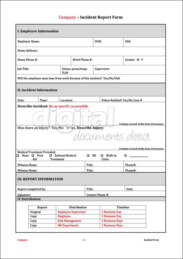 Incident Form Template