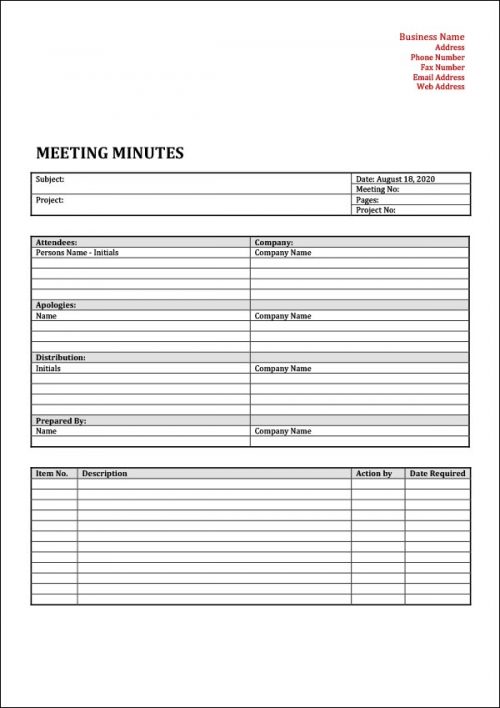 Meeting Minutes Template Capture Your Meeting Details Accurately