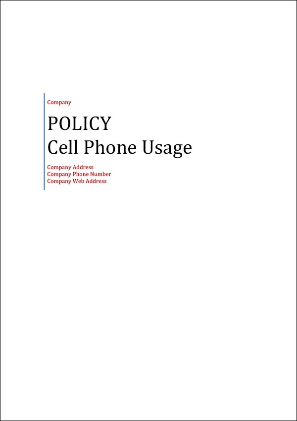 Company Cell Phone Policy Template from www.digitaldocumentsdirect.com