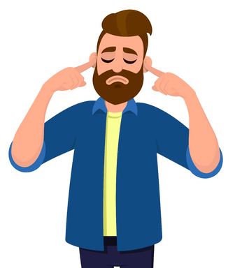Clip art of man with fingers in ears