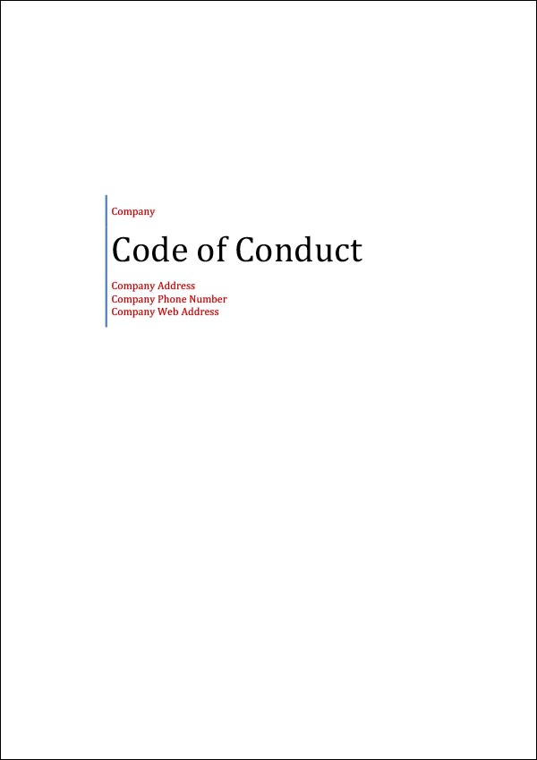Employee Code of Conduct Template - Title Page Employee Code of Conduct Template - Title Page