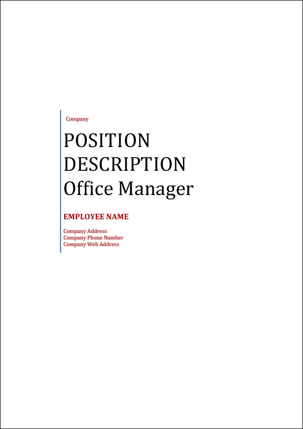 Office Manager Position Description Template