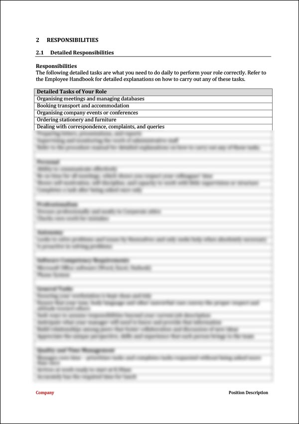 Office Manager Position Description Template