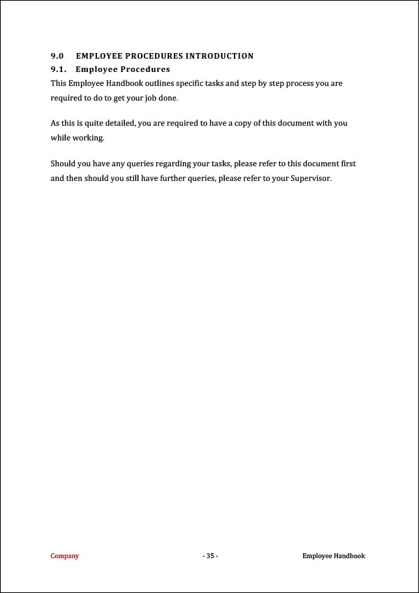 Employee Handbook Template | Employee Procedures Introduction