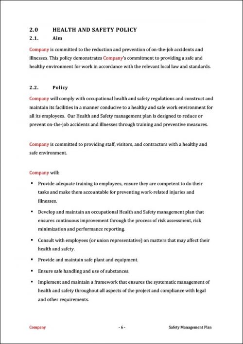 Safety Management Plan Template | Don't Risk It