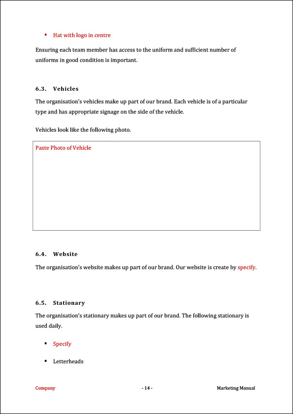 Marketing Manual Template