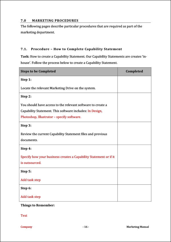 Marketing Manual Template