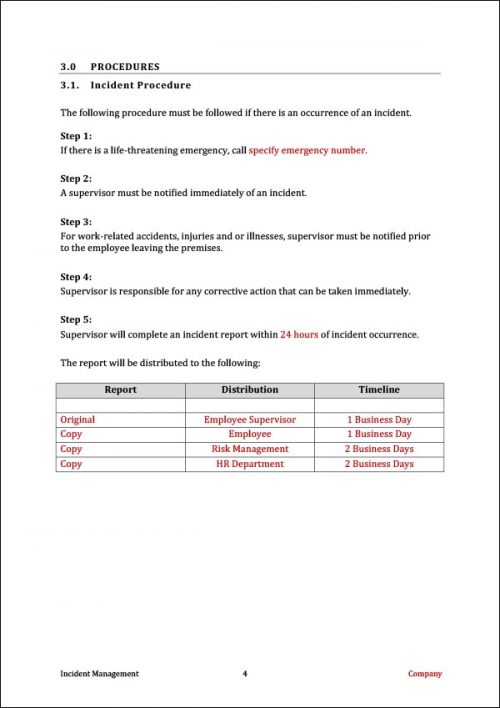 Incident Management Policy Template Reduce Fear, Anxiety, Loss