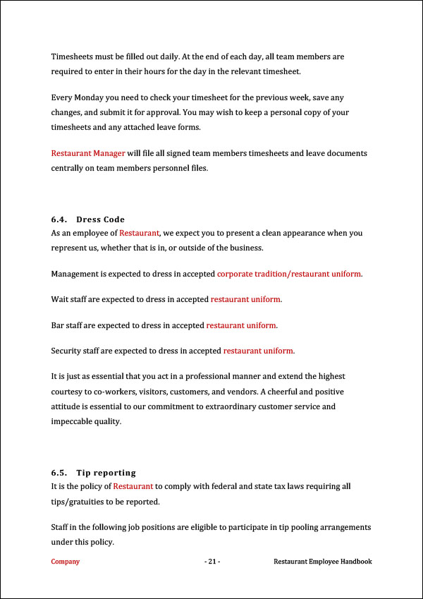 Restaurant Employee Handbook Template Align your Team for Success