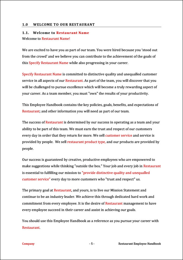 Restaurant Employee Handbook Template Align your Team for Success