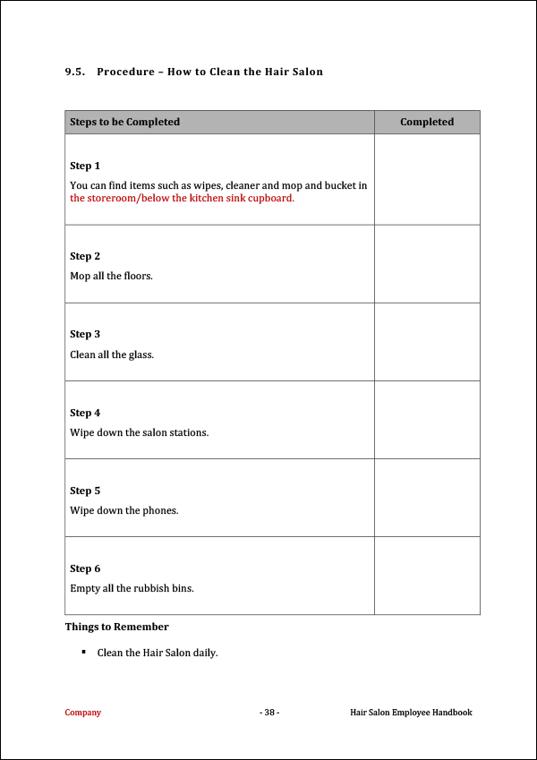 Hair Salon Employee Handbook Template