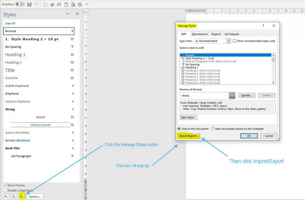 How to Copy Styles Between MS Word Documents