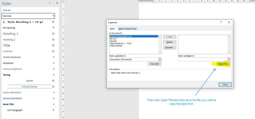 How to Copy Styles Between MS Word Documents