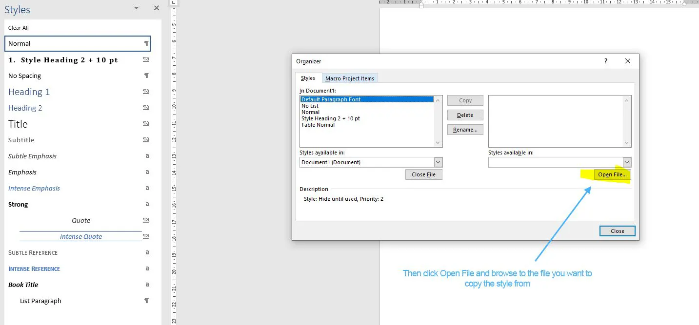 How to Copy Styles Between MS Word Documents