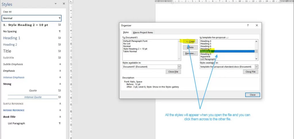 How to Copy Styles Between MS Word Documents