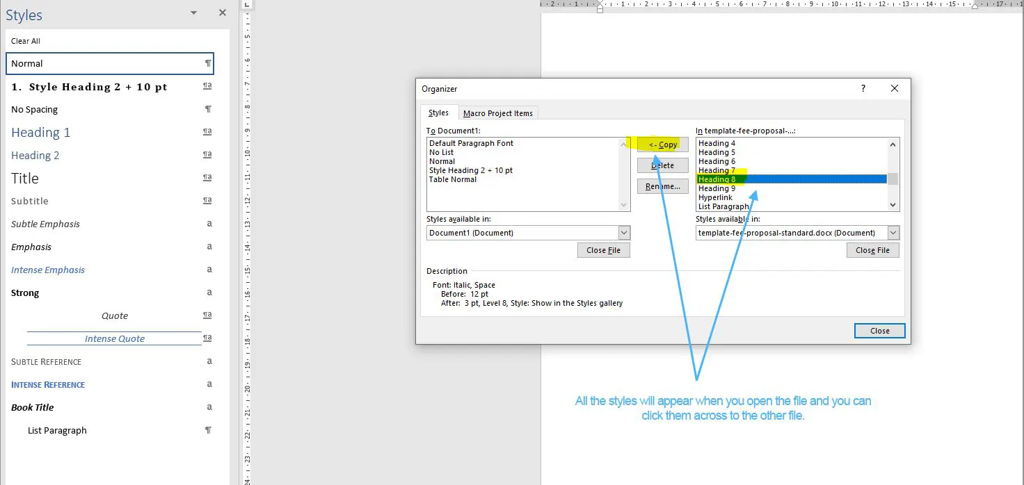 How to Copy Styles Between MS Word Documents