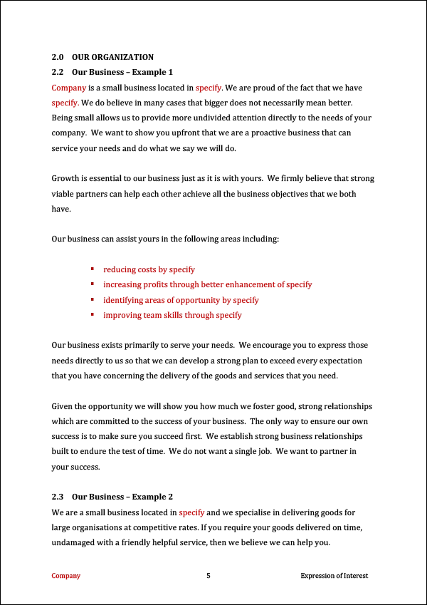 Expression of Interest Template - Your Organization