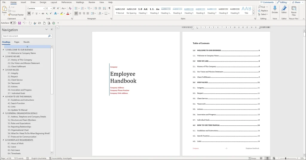 Employee Handbook Template