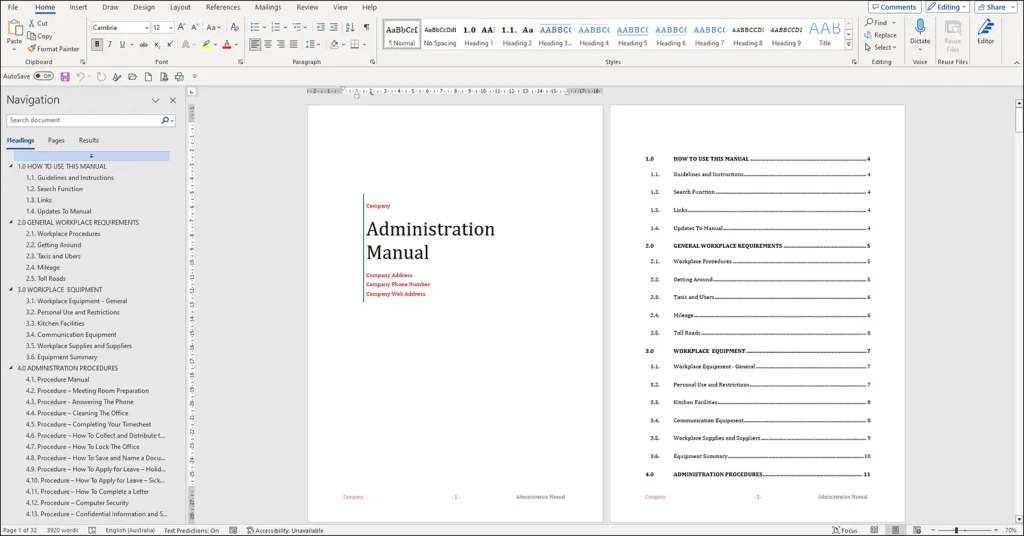Administration Manual Template