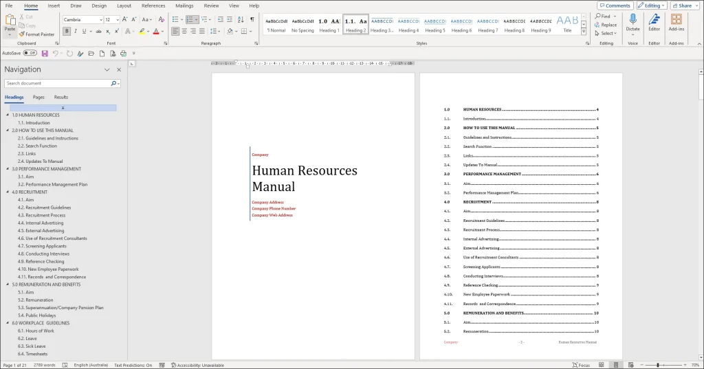 Human Resources Manual Template