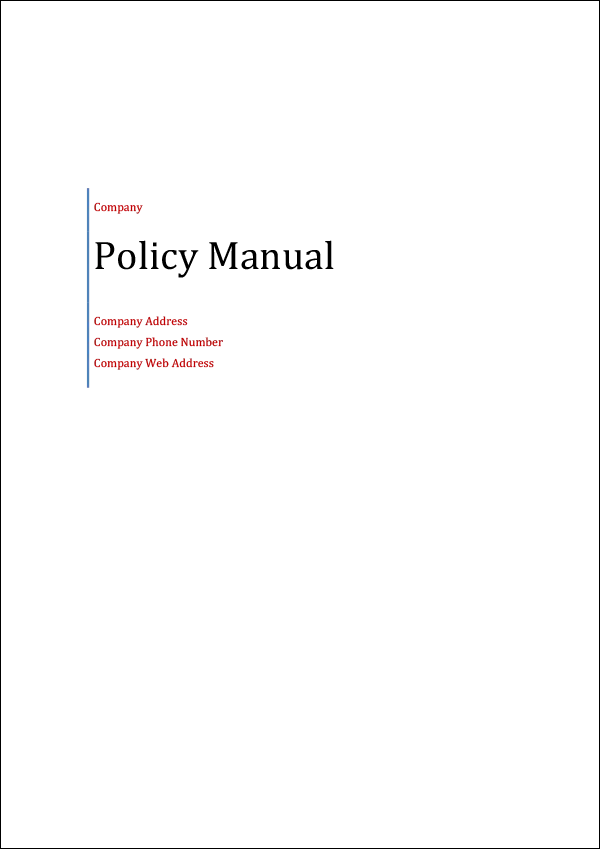 Policy Manual Template - Title Page
