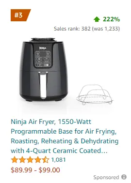Ninja airfryer Amazon Ad