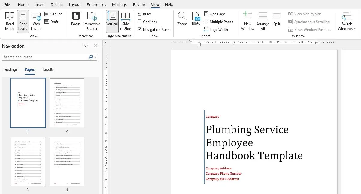 Navigation Pane in MS Word