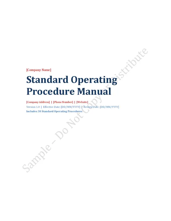 Standard Operating Procedure Template - Title Page