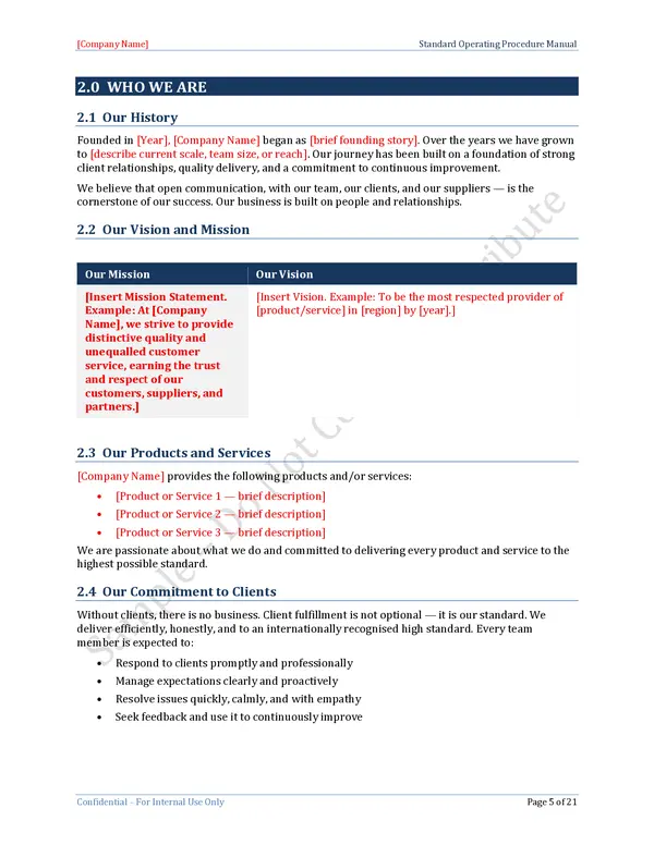 Standard Operating Procedure Template - Who We Are