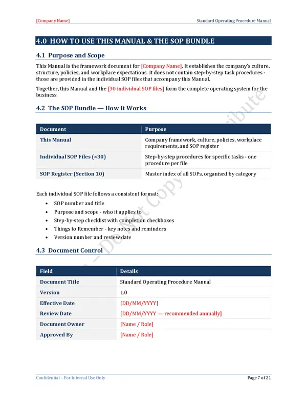 Standard Operating Procedure Template - SOP Bundle