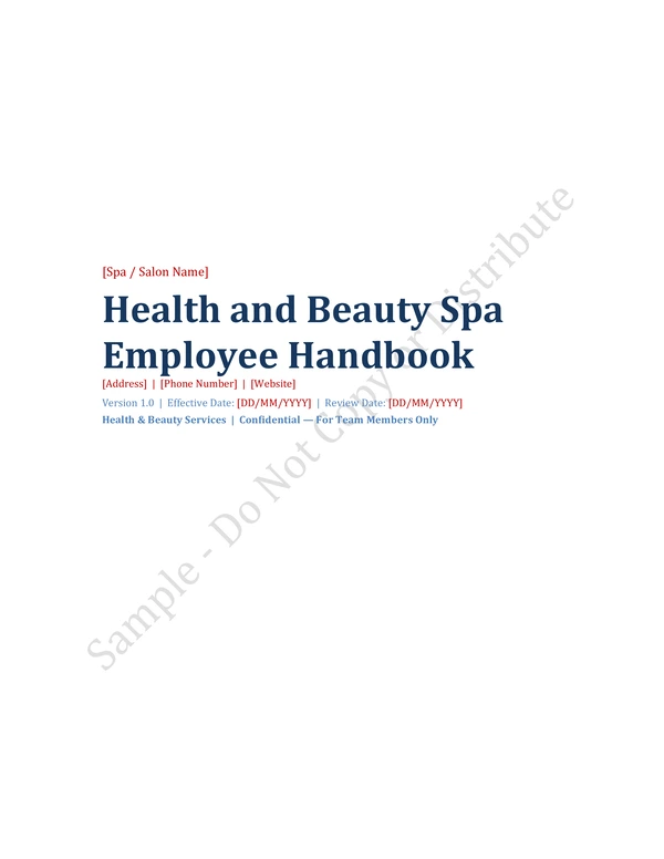 Health and Beauty Spa Employee Handbook Template