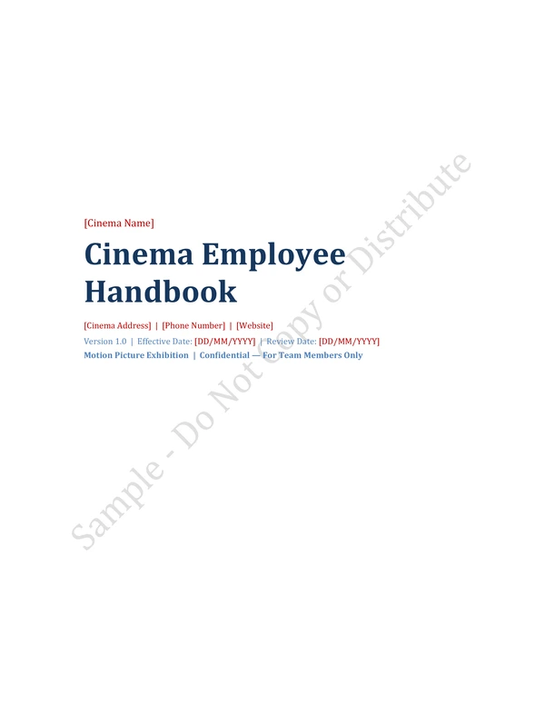 Movie Cinema Employee Handbook Template