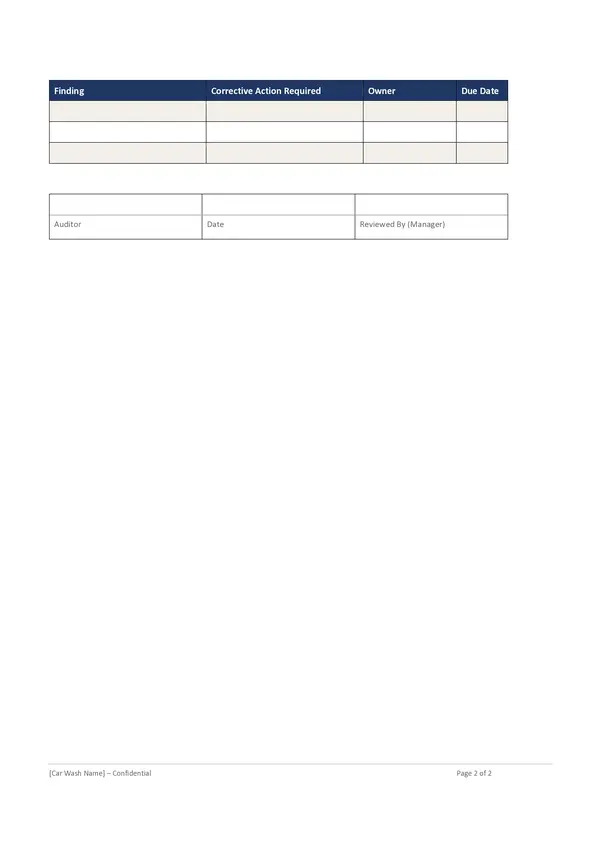 Car Wash Quality Audit Checklist - Page 2