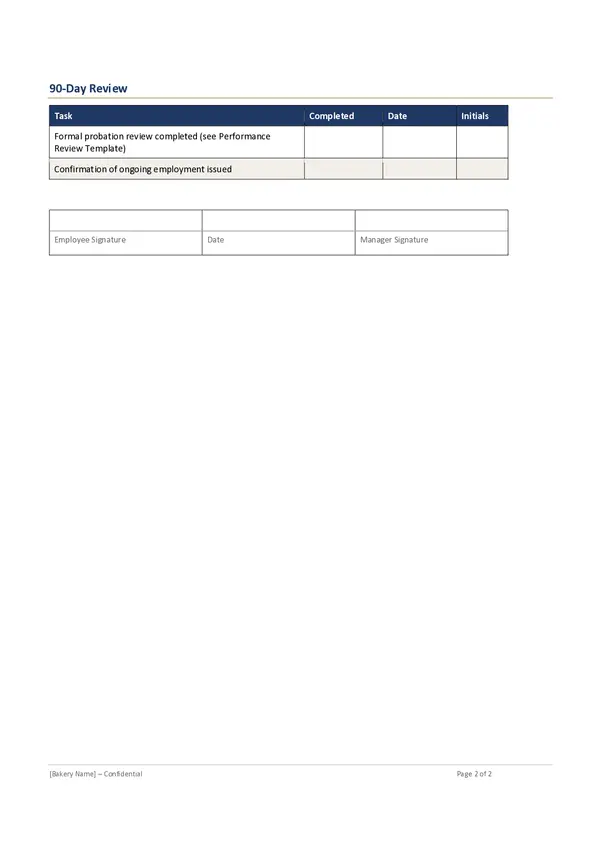 Employee Onboarding Checklist Template Example - Page 2